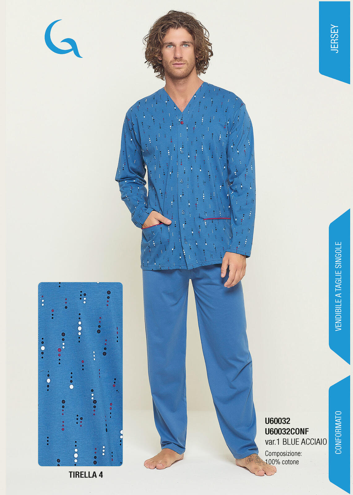 MEN'S OPEN PAJAMAS S/L U60032 Tellini S.r.l. Wholesale Clothing